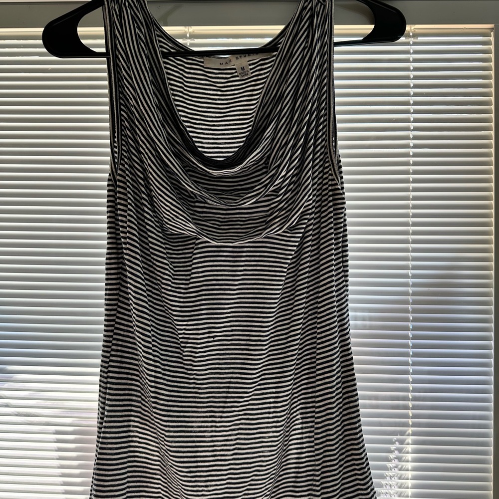 Max Studio Black and White Striped Tank Top